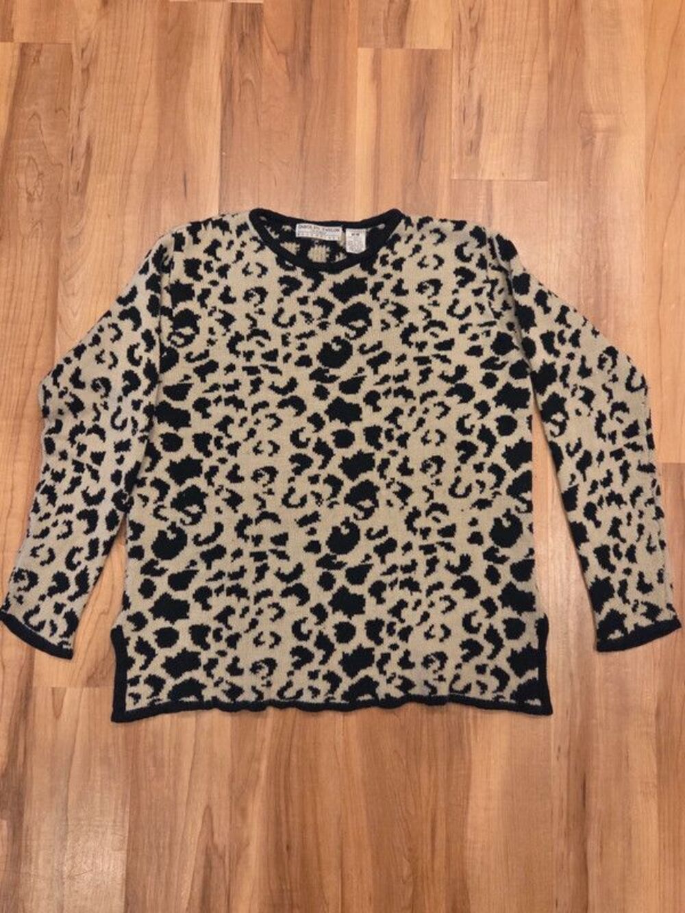 Vintage Carolyn Taylor Leopard Print Knit Sweater Crewneck Medium